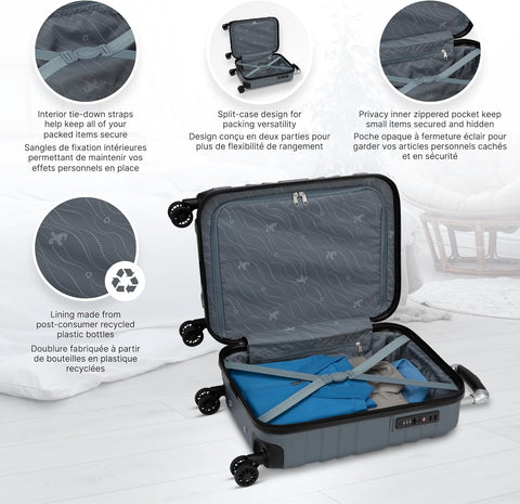 ATLANTIC Horizon II Valise rigide durable avec 8 roues rotatives, serrures TSA et construction légère, Bleu glacier., Horizon II - with | Sold by Uncle Wiener's Wholesale
