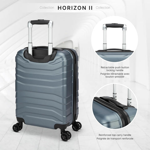ATLANTIC Horizon II Valise rigide durable avec 8 roues rotatives, serrures TSA et construction légère, Bleu glacier., Horizon II - with | Sold by Uncle Wiener's Wholesale