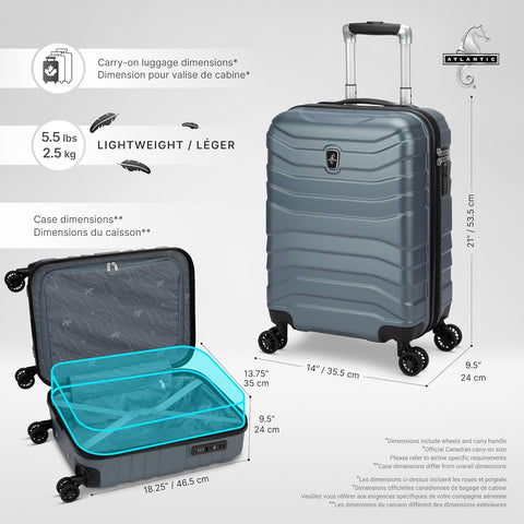 ATLANTIC Horizon II Valise rigide durable avec 8 roues rotatives, serrures TSA et construction légère, Bleu glacier., Horizon II - with | Sold by Uncle Wiener's Wholesale