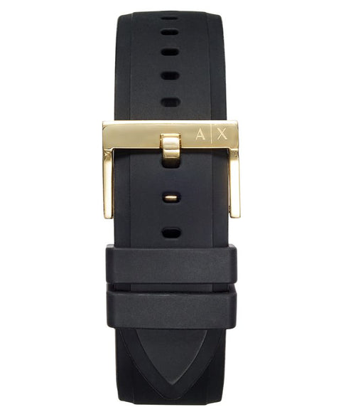 A|X Armani Exchange Men's Chronograph Black Silicone Strap Watch 45mm Gift Set - Black - with Black | Sold by Uncle Wiener's Wholesale