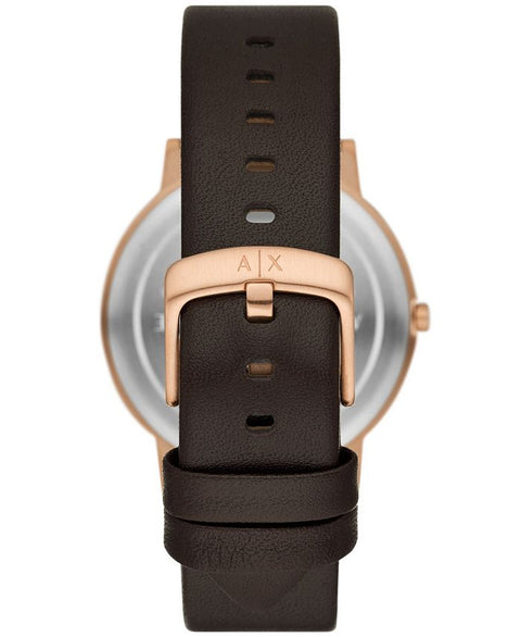 A|X Armani Exchange Men's Quartz Two Hand Brown Leather Watch 40mm - Brown - with Brown | Sold by Uncle Wiener's Wholesale