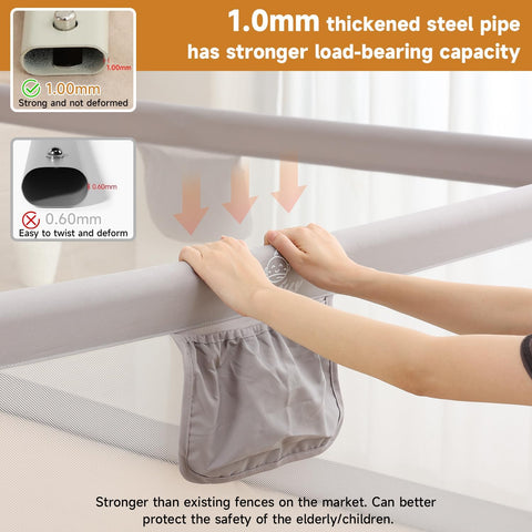 BabyAlly Bed Rail for Toddlers, Foldable Bed Rails Quick Assembly for King Size Bed, Height Adjustable Bed Rail Guard with Steady U - Shape Base for Toddlers, Baby, Kids (2 Sides 78.7"+1 Side 74.8'') - with | Sold by Uncle Wiener's Wholesale