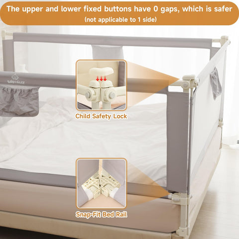 BabyAlly Bed Rail for Toddlers, Foldable Bed Rails Quick Assembly for King Size Bed, Height Adjustable Bed Rail Guard with Steady U - Shape Base for Toddlers, Baby, Kids (2 Sides 78.7"+1 Side 74.8'') - with | Sold by Uncle Wiener's Wholesale