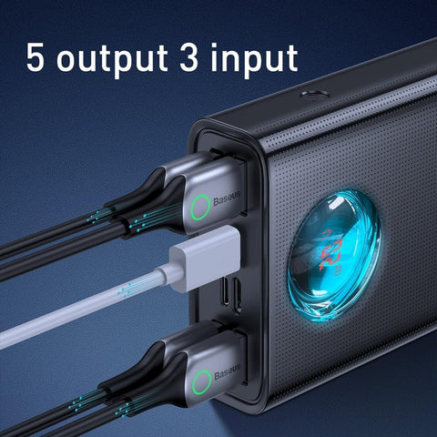 Baseus Powerbank Amblight 30000mAh, 4xUSB, USB - C, 65W (Black) - with | Sold by Uncle Wiener's Wholesale