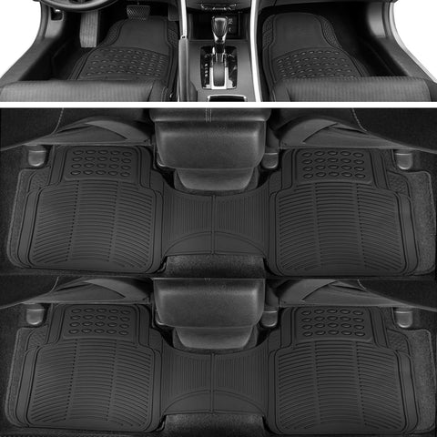 BDK 3 - Row ProLiner Original Heavy Duty 4pc Front & Rear Rubber Floor Mats for Car SUV Van (Fits 3rd Row Vehicles) - All Weather Protection Universal Fit (Black) - with | Sold by Uncle Wiener's Wholesale