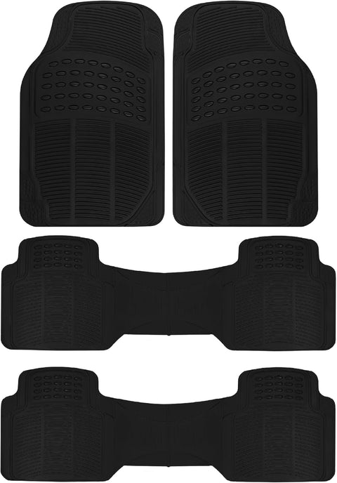 BDK 3 - Row ProLiner Original Heavy Duty 4pc Front & Rear Rubber Floor Mats for Car SUV Van (Fits 3rd Row Vehicles) - All Weather Protection Universal Fit (Black) - with | Sold by Uncle Wiener's Wholesale