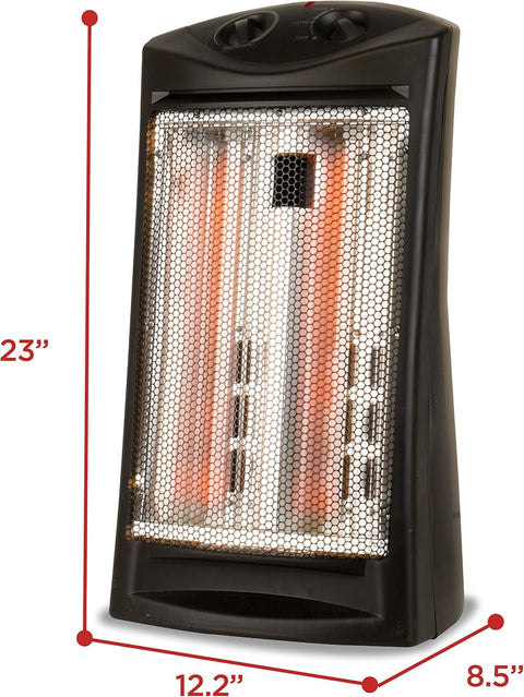 BLACK+DECKER Infrared Radiant Quartz Tower Heater, 1500W Space Heater with Adjustable Thermostat, Portable Heater with 2 Settings, Personal Heater for Home and Office, BHTI06, Black - with Black | Sold by Uncle Wiener's Wholesale