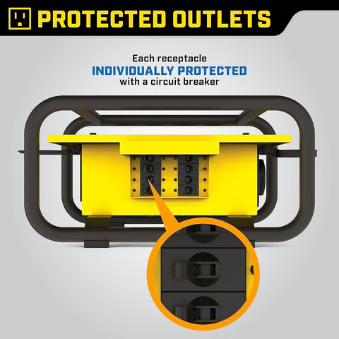 Champion Power Equipment Pro Grade OSHA Compliant Power Distribution Box, 50 - Amp Twist Lock Inlet, Six 120V GFCI Duplexes, One 120/240V 30A Locking Outlet, 30A and 50A RV Adapters - with | Sold by Uncle Wiener's Wholesale