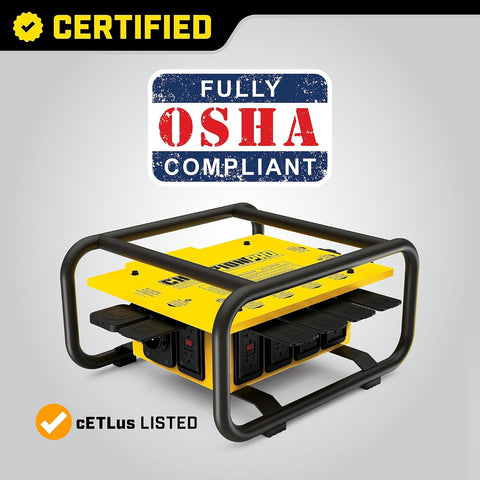 Champion Power Equipment Pro Grade OSHA Compliant Power Distribution Box, 50 - Amp Twist Lock Inlet, Six 120V GFCI Duplexes, One 120/240V 30A Locking Outlet, 30A and 50A RV Adapters - with | Sold by Uncle Wiener's Wholesale