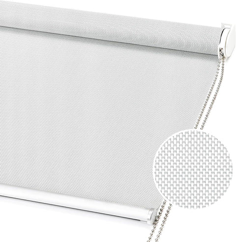 ChrisDowa Light Filtering Roller Shades, with 5% Openness Solar Screen, Flame Retardant, Water Proof Fabric. Solar Semi Sheer Roller Blinds for Office and Home.Grey,39" W x 72" H - with Light Grey | Sold by Uncle Wiener's Wholesale