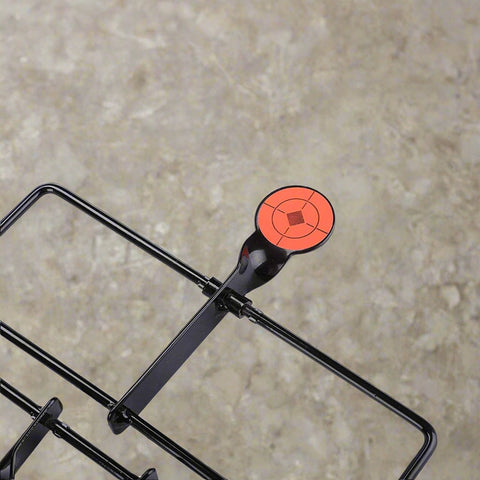 Angled view of steel shooting spinner with powder-coated paddles