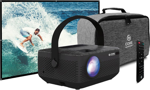 Core Innovations HD Portable Home Theater Projector Bundle with Carrying Bag and 100" Screen - with | Sold by Uncle Wiener's Wholesale