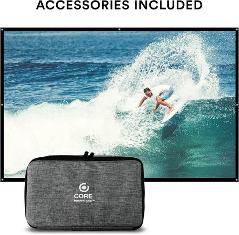 Core Innovations HD Portable Home Theater Projector Bundle with Carrying Bag and 100" Screen - with | Sold by Uncle Wiener's Wholesale