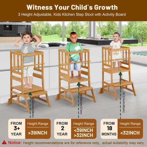 COSYLAND Toddler Tower, Bamboo, Natural, Large - with | Sold by Uncle Wiener's Wholesale