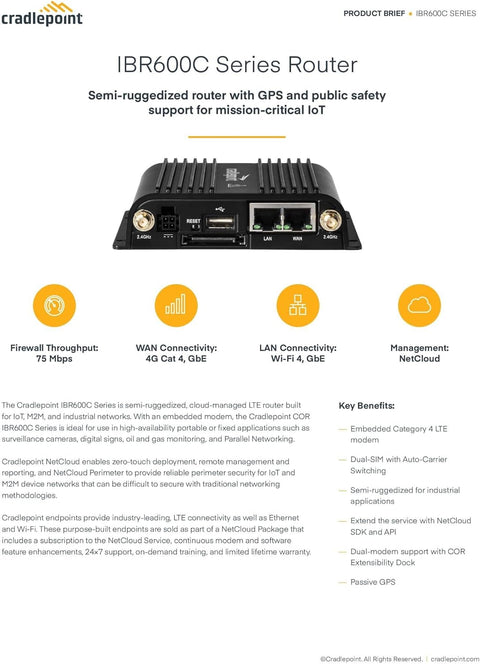 Cradlepoint IBR600C - 150M - bundle 4G LTE Cat 4 w/ 3G Fallback Router - with | Sold by Uncle Wiener's Wholesale