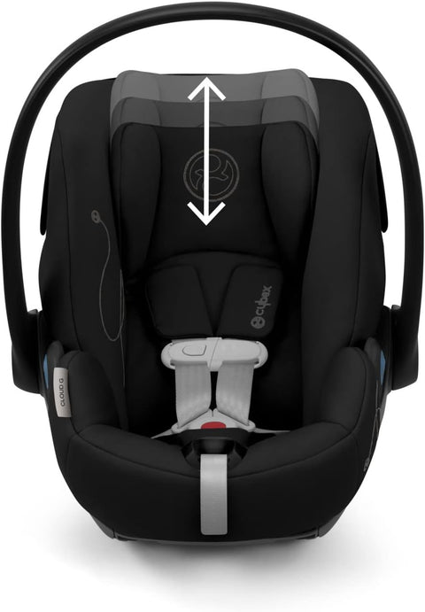 Cybex Cloud G Comfort Extend Infant Car Seat, from Birth to 35lbs, 45% More Recline Outside of Vehicle, One - Click Rigid Latch Install, Load Leg, Linear Side - Impact, Anti - Rebound Base - Moon Black - with | Sold by Uncle Wiener's Wholesale