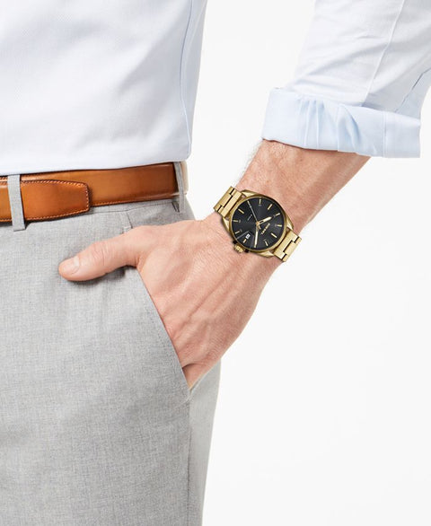Diesel Men's MS9 Gold - Tone Stainless Steel Bracelet Watch 44mm - White - with White | Sold by Uncle Wiener's Wholesale
