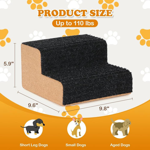 Dog Ramp for Small Dogs, 2 Step Modular Foam Dog Stairs for Any Staircase, Dog Step with Durable Non - Slip for Small Medium Old Dog Puppy (4 Pack) - with Wooden | Sold by Uncle Wiener's Wholesale