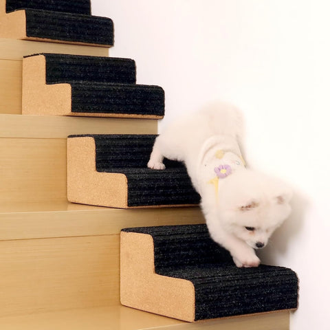 Dog Ramp for Small Dogs, 2 Step Modular Foam Dog Stairs for Any Staircase, Dog Step with Durable Non - Slip for Small Medium Old Dog Puppy (4 Pack) - with Wooden | Sold by Uncle Wiener's Wholesale