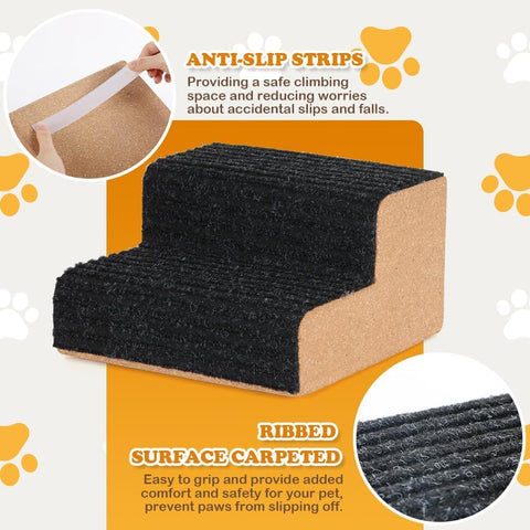 Dog Ramp for Small Dogs, 2 Step Modular Foam Dog Stairs for Any Staircase, Dog Step with Durable Non - Slip for Small Medium Old Dog Puppy (4 Pack) - with Wooden | Sold by Uncle Wiener's Wholesale