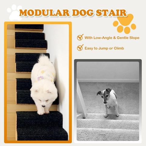 Dog Ramp for Small Dogs, 2 Step Modular Foam Dog Stairs for Any Staircase, Dog Step with Durable Non - Slip for Small Medium Old Dog Puppy (4 Pack) - with Wooden | Sold by Uncle Wiener's Wholesale