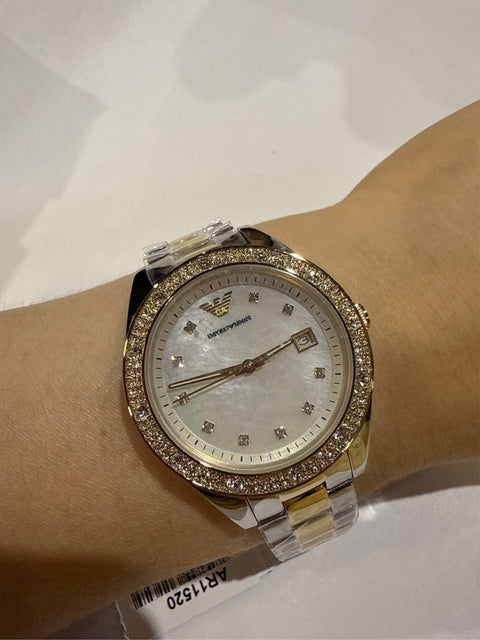 Emporio Armani Women's Three - Hand Date Two - Tone Stainless Steel Watch - Gold / Silver - with Gold,Silver | Sold by Uncle Wiener's Wholesale