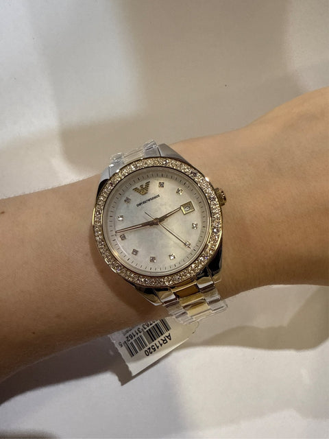 Emporio Armani Women's Three - Hand Date Two - Tone Stainless Steel Watch - Gold / Silver - with Gold,Silver | Sold by Uncle Wiener's Wholesale