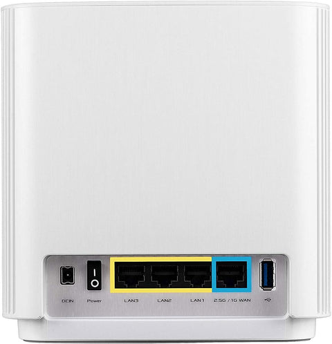 “ASUS ZenWiFi ET8 WiFi 6E tri-band mesh system front view”
“ET8 (W-2-PK) mesh router 2-pack with 6600 Mbps speed”
“Asus ZenWiFi tri-band mesh system back panel ports”
“ASUS ET8 router 6GHz frequency WiFi 6E design”
“Packaging of ASUS ZenWiFi ET8 W-2-PK 2-pack”