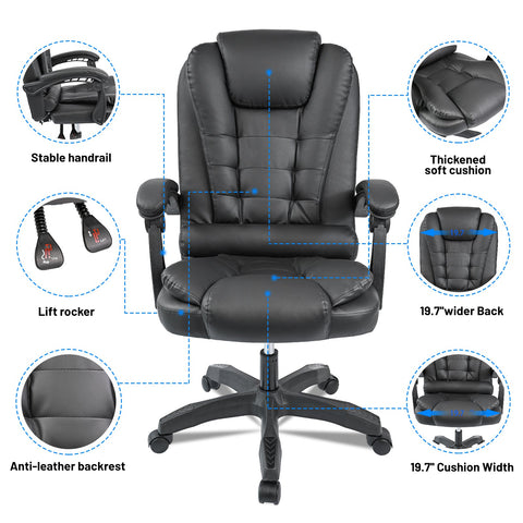Executive Reclining Office Chair – Front View
AMPC21 PU Leather Gaming Chair – Reclined
Ergonomic High-Back Office Chair – Side Angle
Swivel Recliner Chair – Home Office Setup
Adjustable Office Chair – PU Leather with Padded Arms