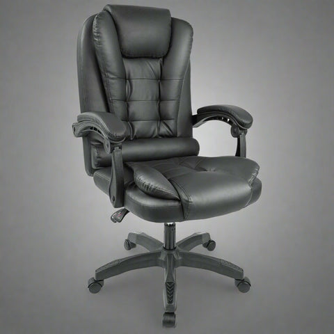 Executive Reclining Office Chair – Front View
AMPC21 PU Leather Gaming Chair – Reclined
Ergonomic High-Back Office Chair – Side Angle
Swivel Recliner Chair – Home Office Setup
Adjustable Office Chair – PU Leather with Padded Arms
