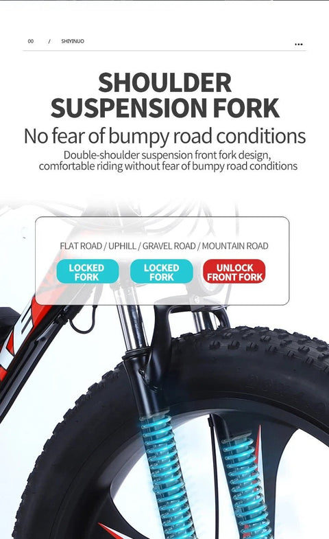 Close-Up of 26 Inch Fat Tire Wheel on Electric E-Bike