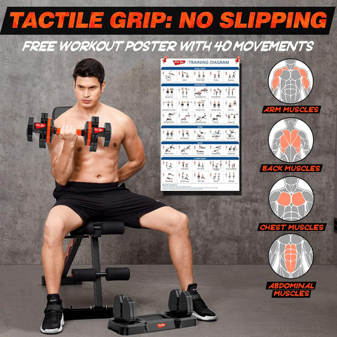 Fit Sir Adjustable Dumbbell Set 55lbs (Single), 15~55lb Hand Weight Change with Anti - Slip Handle for Men Women Home Gym Body Workout Exercise Fitness Strength Training (Orange) - with | Sold by Uncle Wiener's Wholesale