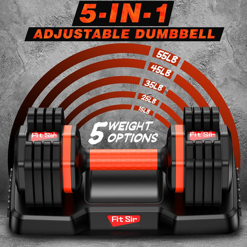Fit Sir Adjustable Dumbbell Set 55lbs (Single), 15~55lb Hand Weight Change with Anti - Slip Handle for Men Women Home Gym Body Workout Exercise Fitness Strength Training (Orange) - with | Sold by Uncle Wiener's Wholesale