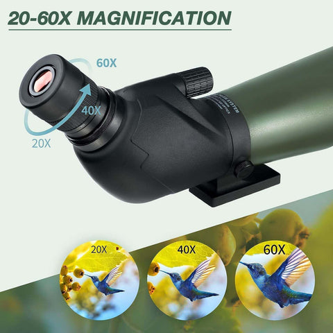 Gosky BAK4 Lunette d'observation 20 - 60 x 80 avec trépied, adaptateur de téléphone et sac de transport, étanche haute définition BAK4 pour la chasse, le tir sur cible, l'observation des oiseaux - with | Sold by Uncle Wiener's Wholesale