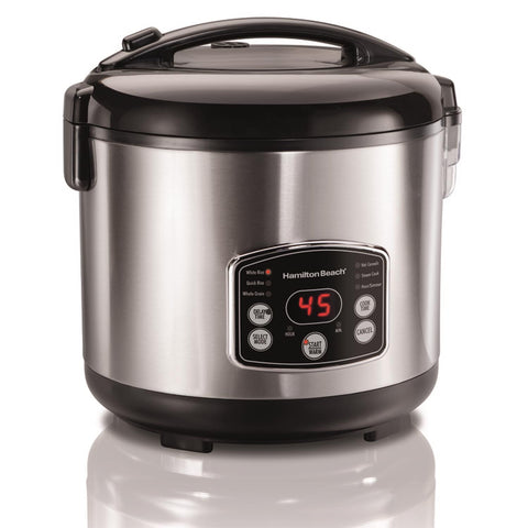 Hamilton Beach Silver 14 cups Programmable Rice Cooker - with 11 in x 11 in x 11.2 in | Sold by Uncle Wiener's Wholesale
