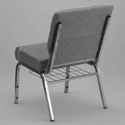 Side view of black frame padded banquet chair for events and conferences