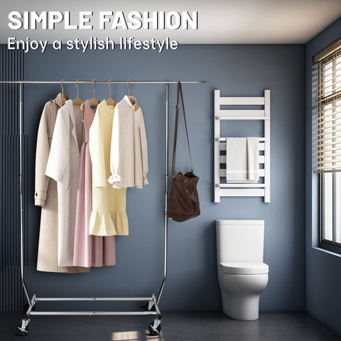 "Heavy-Duty Collapsible Single Rail Clothing Rack with Wheels"
"Adjustable Double Rail Chrome Garment Rack for Retail and Home"
"Heavy-Duty Commercial Clothing Rack Assembly Diagram"
"Smooth Rolling Wheels for Garment Racks – Close-Up View"