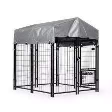 Heavy - Duty Outdoor Dog Kennel House Pen with Roof – 4x4 & 4x8 FT Options - with 4X4X4.3 FT | Sold by Uncle Wiener's Wholesale