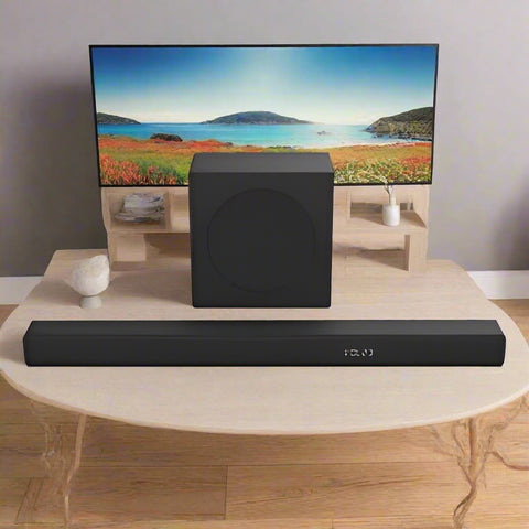 Hisense 3.1 Channel Soundbar with Wireless Subwoofer – Model HS3100
Black Dolby Atmos 480W Soundbar with Wireless Subwoofer by Hisense
Hisense HS3100 3.1 Soundbar Setup with HDMI ARC and Bluetooth
