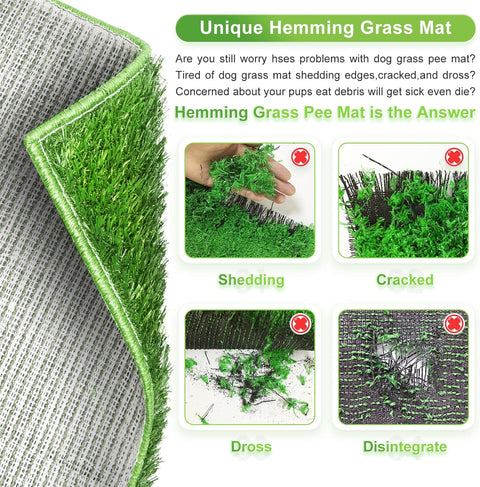 Hompet Dog Toilet Indoor Puppy Training Pad, Dog Potty Pet Training Grass Mat, Removable Waste Tray for Easier Clean Up, Artificial Turf, 25"×20" - with | Sold by Uncle Wiener's Wholesale