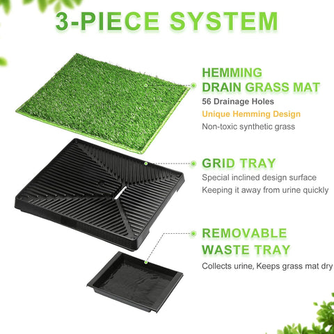 Hompet Dog Toilet Indoor Puppy Training Pad, Dog Potty Pet Training Grass Mat, Removable Waste Tray for Easier Clean Up, Artificial Turf, 25"×20" - with | Sold by Uncle Wiener's Wholesale