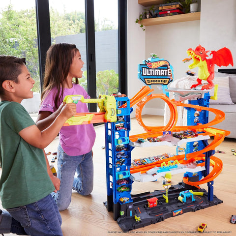 Hot Wheels City Toy Car Track Set Ultimate Garage with 2 Die - Cast Toy Cars & Car - Eating Dragon, Stores 50+ Vehicles, 4 Levels - with | Sold by Uncle Wiener's Wholesale