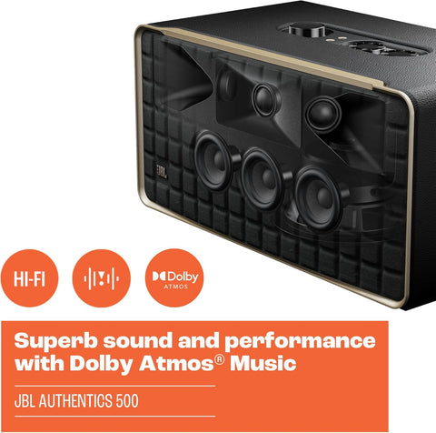 JBL Authentics 500 - Wireless Home Speaker with Bluetooth, Voice Control, and Dolby Atmos, Multi Room Playback, Built in Alexa and Google Assistant - with | Sold by Uncle Wiener's Wholesale