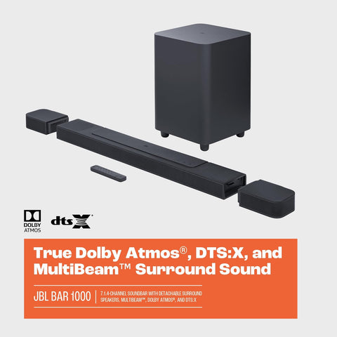 JBL Bar 1000: 7.1.4 - Channel soundbar with Detachable Surround Speakers, MultiBeam™, Dolby Atmos®, and DTS:X® - with | Sold by Uncle Wiener's Wholesale