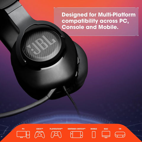 JBL Quantum 100 Wired Over - Ear Gaming Headset with Detachable Mic and 3.5mm Audio Cable - White - with | Sold by Uncle Wiener's Wholesale