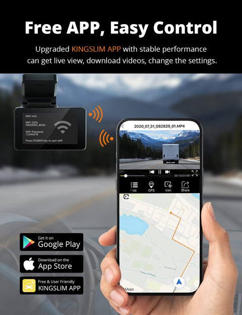 Kingslim D4 Dual Dash Cam with Built - in WiFi GPS, Front 4K/2.5K Rear 1080P for Cars , 3" IPS Touchscreen 170° FOV Dashboard Camera with Sony Starvis Sensor, Support 256GB Max - with | Sold by Uncle Wiener's Wholesale