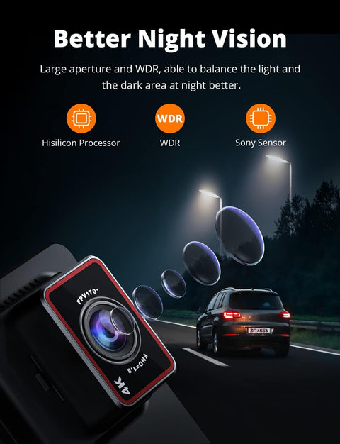 Kingslim D4 Dual Dash Cam with Built - in WiFi GPS, Front 4K/2.5K Rear 1080P for Cars , 3" IPS Touchscreen 170° FOV Dashboard Camera with Sony Starvis Sensor, Support 256GB Max - with | Sold by Uncle Wiener's Wholesale