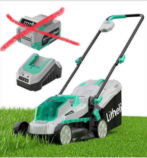 Litheli 20V 13" Cordless Lawn Mower, Electric Lawn Mowers for Garden, Yard and Farm, 5 Heights, with Brushless Motor, NO BATTERY, Charger included - with Green Brushliess | Sold by Uncle Wiener's Wholesale