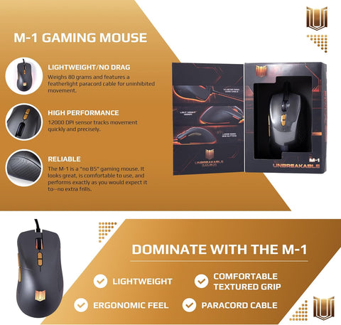 M - 1 Wired Gaming Mouse – High - Performance PC Gaming Mouse with 12,000DPI Adjustable Sensor – Mouse Wired Gaming Accessories for Desk – Ergonomic Light Up Mouse with Side Buttons - with | Sold by Uncle Wiener's Wholesale