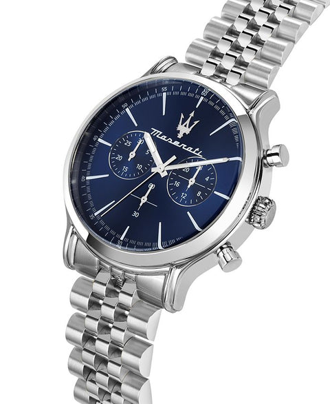 Maserati Men's Chronograph Stainless Steel Metal Band Watch, 42mm - Silver - No Size - with Silver | Sold by Uncle Wiener's Wholesale